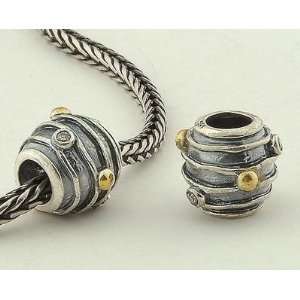 Sterling Silver with 14k Gold European Style Vermeil Lines and Balls 