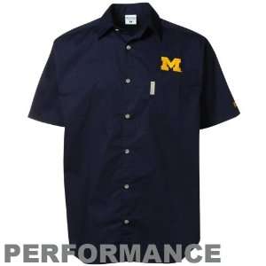   Navy Blue White Wing Performance Button Down Shirt