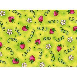 Country Goodness Strawberries Lime Kari Pearson Quilt Cotton Fabric By 