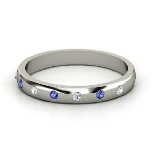 Button Band, Platinum Ring with Sapphire & White Sapphire
