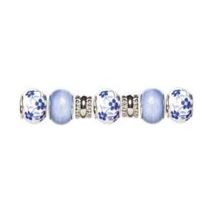  Cousin Trinkettes Glass & Metal Beads 7/Pkg Blue Flowers 