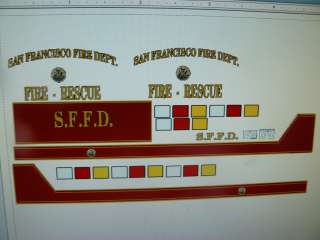 San Francisco CA Fire Dept Ambulance Decals 1:43 Custom  