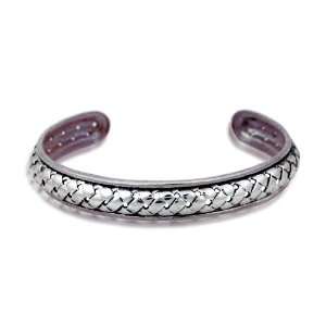  Sterling Silver Basket Weave Bangle Bracelet: Jewelry