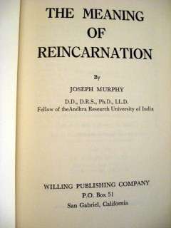 1959 JOSEPH MURPHY THE MEANING OF REINCARNATION OCCULT  