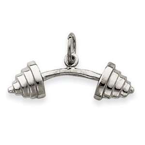   IceCarats Designer Jewelry Gift 14K White Gold Barbell Charm: Jewelry