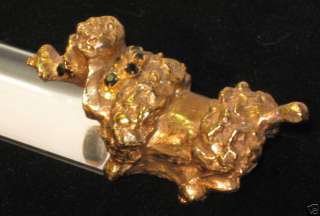 Atomic W German Ruberg Gold Poodle Dog Lucite Magnifier  