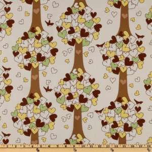 44 Wide Chirp! Heart Tree Leaf Fabric By The Yard: Arts 