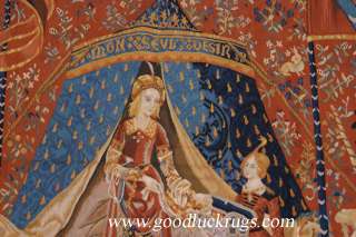   Handmade Repro French Aubusson Wool Tapestry~the Lady and the Unicorn
