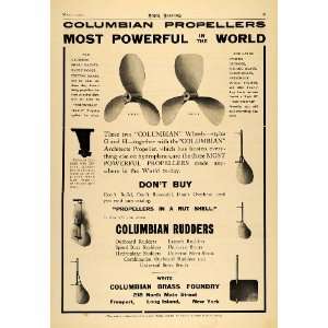  1913 Ad Columbian Boat Propeller Rudders Styles G & H 