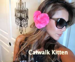 PINK Heart Shaped Ear Muffs Kawaii Headband for Cosplay  
