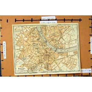    Map C1900 Street Plan Town Basel Switzerland Rhein