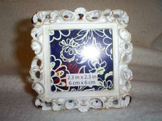   Damask Pattern Frame 3.25 x 3.25 White Frame  Coastal Travels  