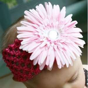 Baby Headband Hot Pink With Cream Flower
