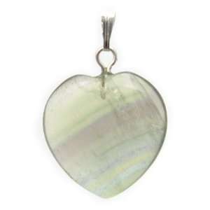  AM6350   Fluorite 20mm Heart on Black cord Dragonheart Jewelry