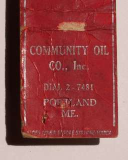 1930s? Matchbook Tydol Veedol Oil Community Portland ME  