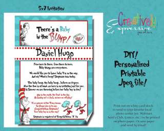 Custom Dr. Seuss Baby Shower invitations Cat in the Hat  