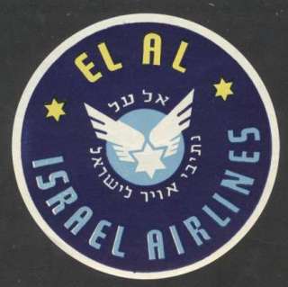 Israel Old Luggage Label El Al Airlines. Size 3 3/4 Aprox., L@@K. See 