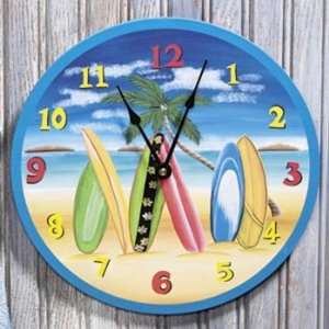  13  Beach SURFBOARD surfer round WALL decor CLOCK