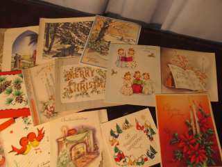 120 VINTAGE CHRISTMAS GREETING CARD COLLECTION USED 1940S AND MORE 