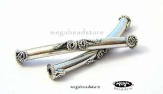 Bali 925 Sterling Silver Curved Long Tube 35mm B58  