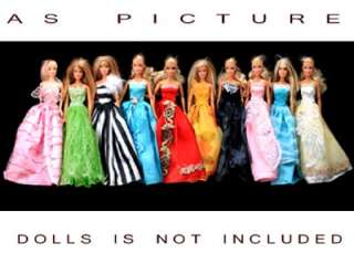   Pcs Barbie Dresses Clothes & 12 Pairs Shoes Gown For Barbie Dolls B200