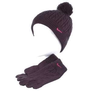 Nike Cable Knit Beanie & Gloves Set (Size 7/16)   black, 7 16 