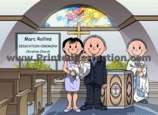 BAPTISM   COUPLE   Custom Cartoon Gift, Many Options for 