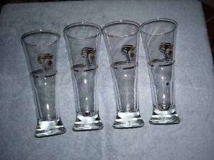 Four (4) Pilsner Glass OYLYMPIC Torch Rings Maple Leaf  