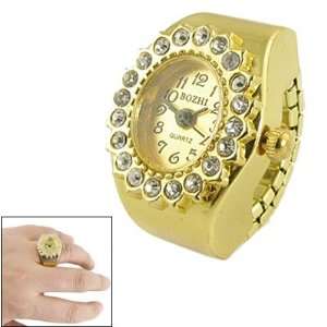   Arabic Number Dial Gold Tone Finger Ring Watch