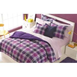  Martha Stewart Essentials Camp Plaid Twin Comforter Purple 