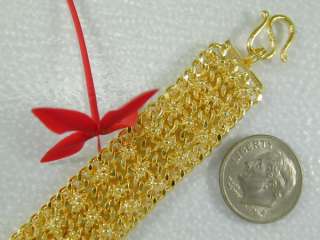   THAI PIKUN FLOWER 22K 24K Yellow Gold GP Baht Bracelet 6.75  