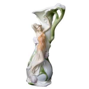  Leaning Girl on Calla Lily Flower Porcelain Vase: Home 