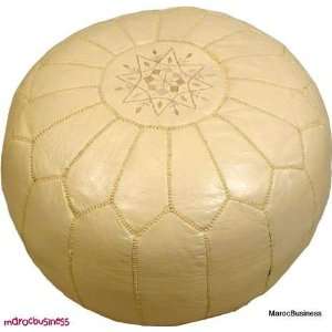  Moroccan Leather Pouf Creme Color