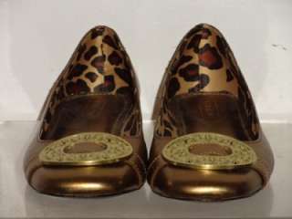   Women Metallic Gold Leather Ballet Flats Shoe Shoes Size 8.5 M  