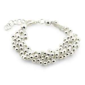   Silver Layered Beaded Chain Bracelet: Designer Inspired Silver Jewelry