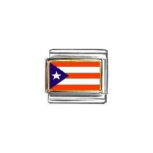  Puerto Rico Flag Italian Charm Bracelet Link: Jewelry