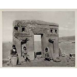  1931 Gateway Door of the Sun Tiwanaku Bolivia Children 