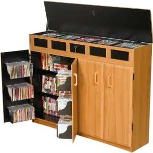 Top Load Media Storage Cabinet Lockable   Oak/Black (Oak 