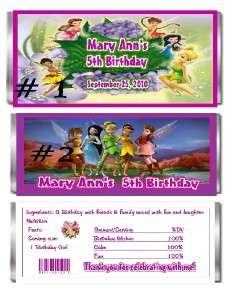 10 PERSONALIZED TINKERBELL/FAIRIES CANDY BAR WRAPPERS  