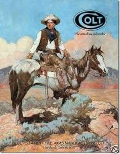 Colt Gun Revolver Cowboy Horse Tex & Patches Tin Sign  
