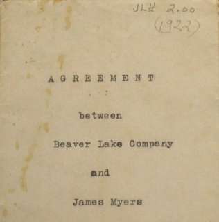 Beaver Lake Co Timber Contract Lycoming County PA 1922  