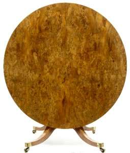   19TH CENTURY ANTIQUE BURR YEW WOOD TILT TOP DINING TABLE  