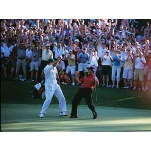   Tiger Woods Celebrating on the 16th Hole at the Masters Home