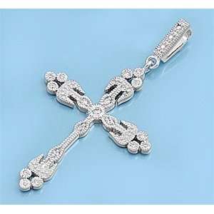   Pendant   Clear Cubic Zirconia   Cross   Byzantine Style   40mm Height