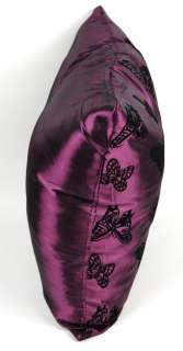 SILK BLEND PURPLE BUTTERFLY PILLOW Square Throw Couch Cushion Modern 