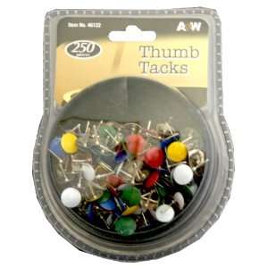  A&W Products Mesh Tub Thumbtacks, Assorted Colors, 250 