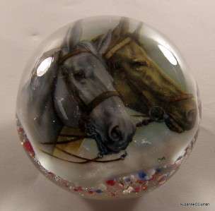 Vintage Art Glass THOROUGHBRED HORSE Frit Magnum Paperweight  