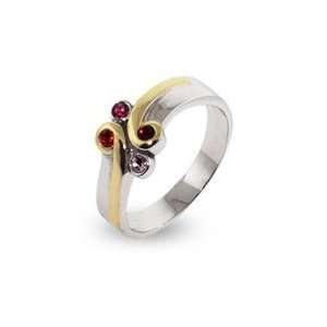    Sterling Silver and Gold Vermeil Birthstone Mothers Ring: Jewelry