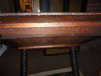   ART NOUVEAU FLEMISH PYROGRAPHY TABLE THICK SPIRAL LEGS AWESOME  