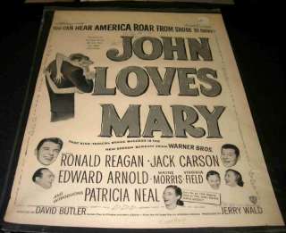 1949 RARE *JOHN LOVES MARY* MOVIE AD W/RONALD REAGAN  